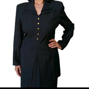 Lois Snyder Dani Maxi Sz 14 Black Dress Gold Button Necthed  Knee Lenght
